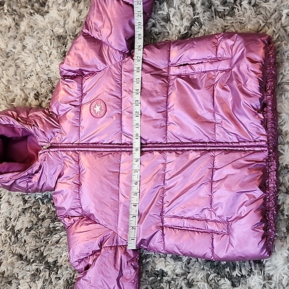 Converse Metallic Pink-Purple Nylon Girls Zip Puffer (12-13 yrs) L ,Pre-owned - Picture 7 of 10